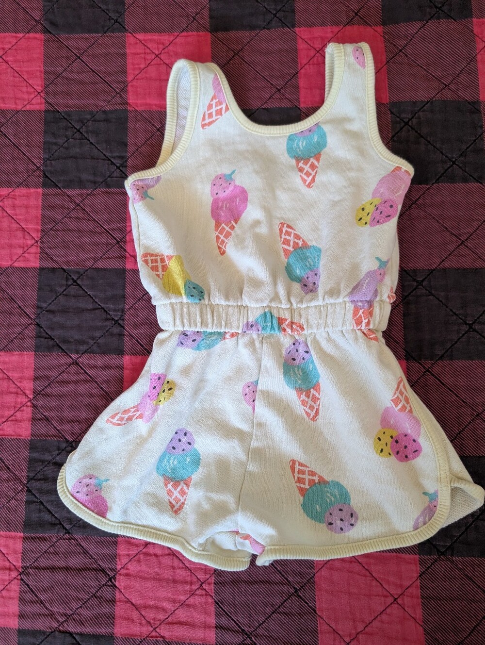 Zara Cream Romper with Pastel Ice Cream Print
